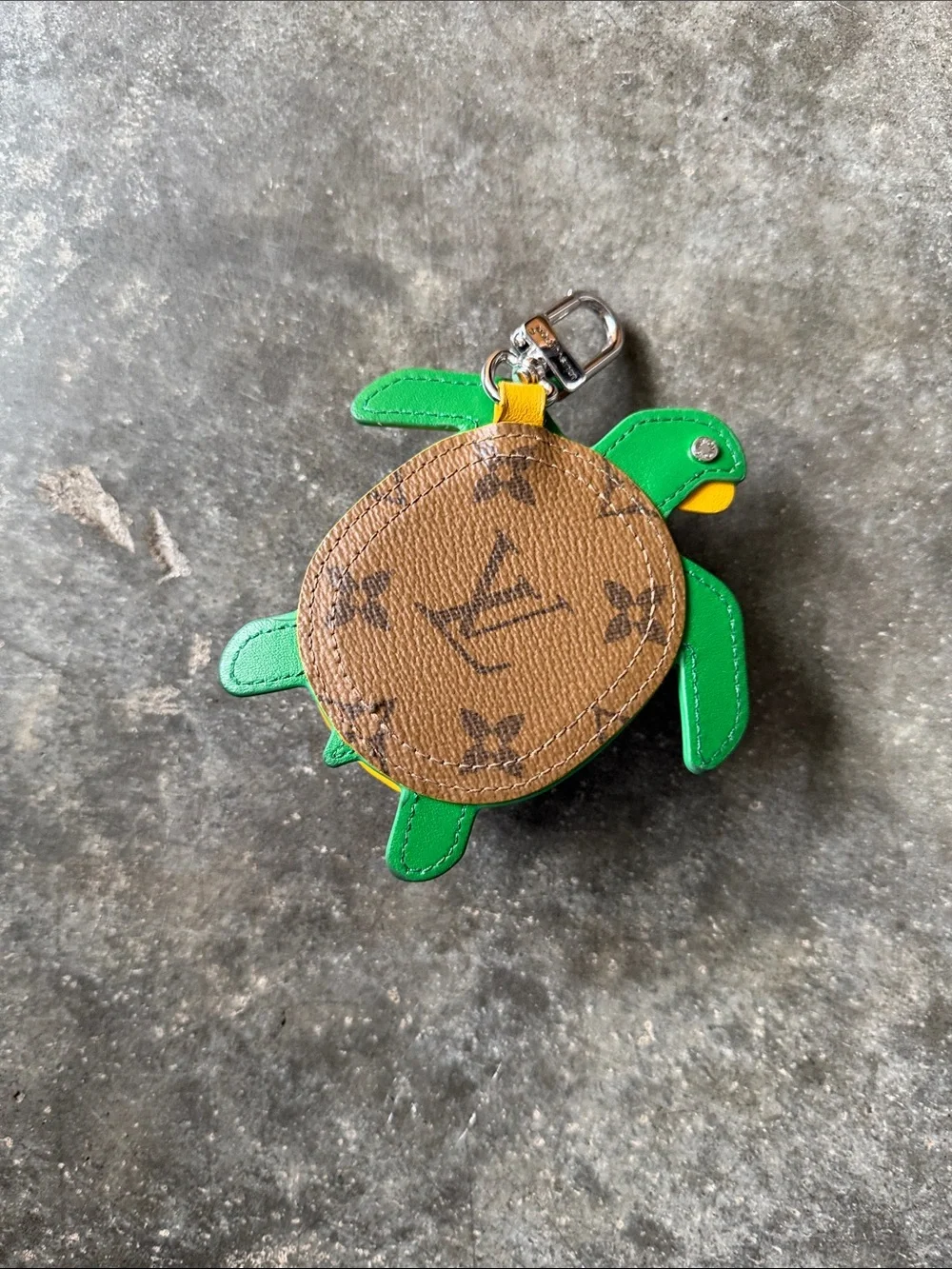 Louis Vuitton Brown Monogram Turtle Charm with Green and Yellow Accents